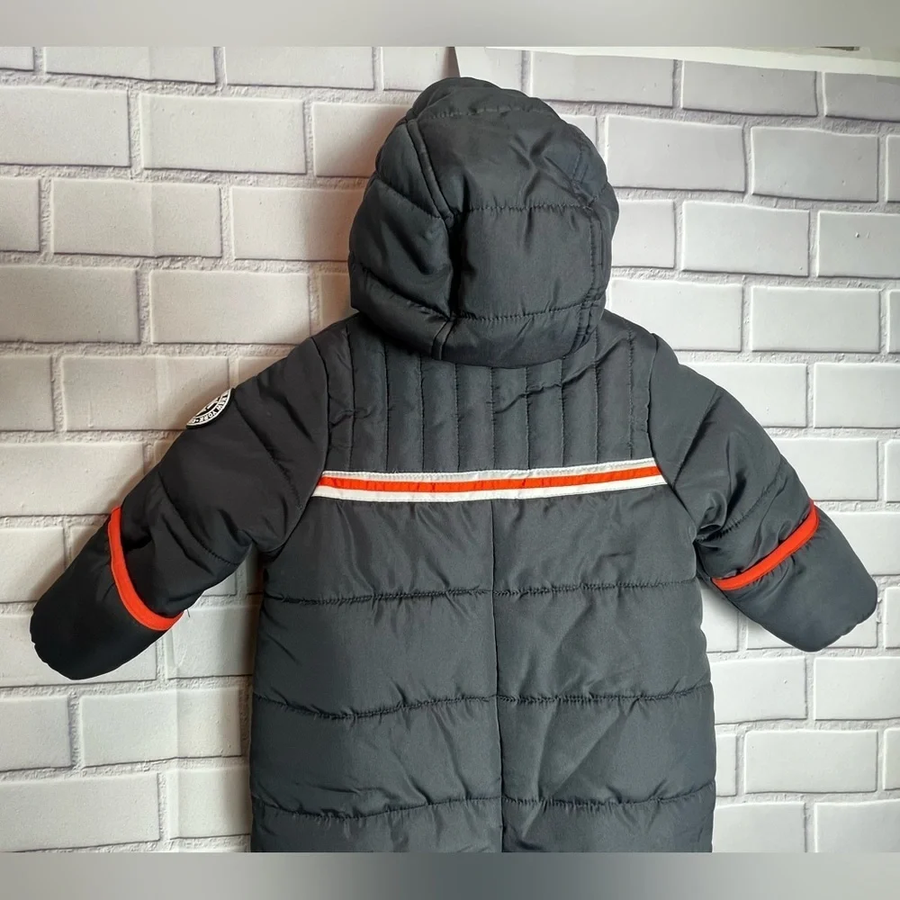 DKNY Kids One Piece puffer coat jacket snowsuit - Dark Gray/size 12months